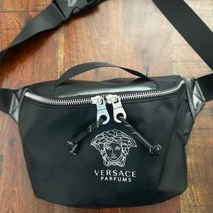 Versace Belt Bag Black Travel Pouch Fanny Pack Crossbody Medusa Designer Unisex